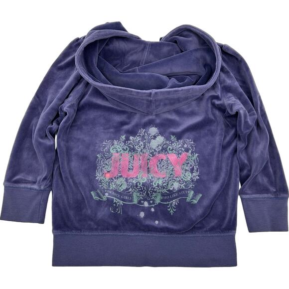Juicy Couture Tops - VTG y2k women's Juicy Couture velour track jacket hoodie sweatshirt w/ J Zipper